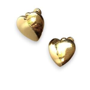 VENDOME gold tone heart screwback earrings - signed